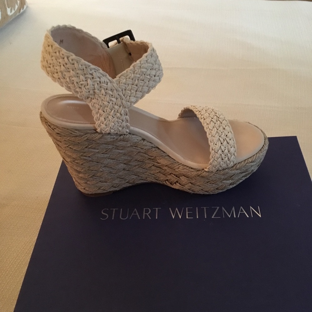 Stuart Weitzman Alexis Ivory crotchet wedge